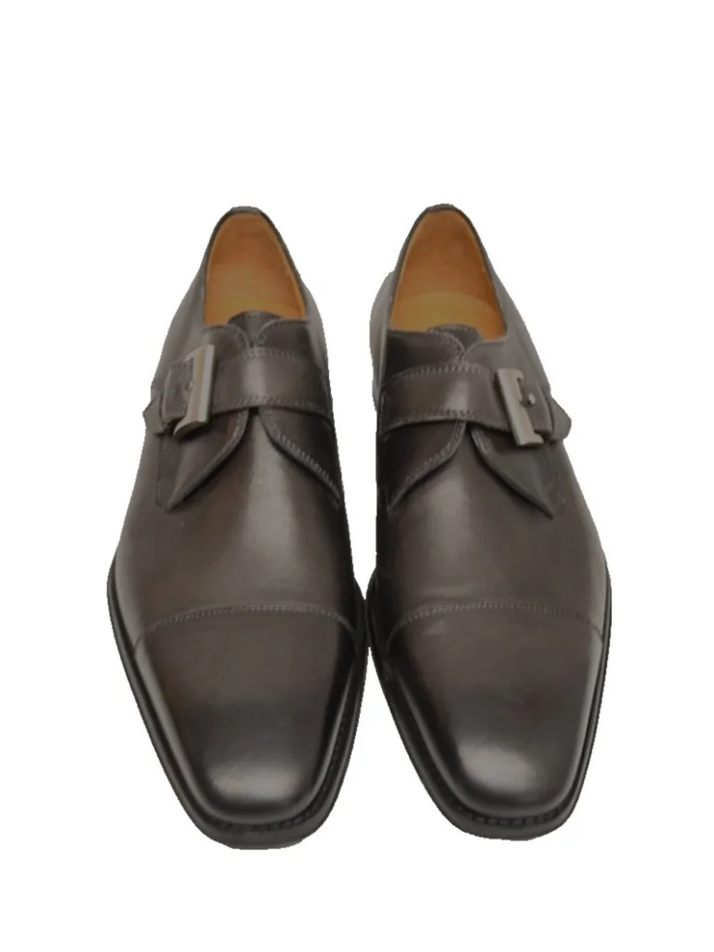 New! Magnanni Marco Monk Strap Cap Toe Loafer Leather Catalux Gray 8 25392 DD543